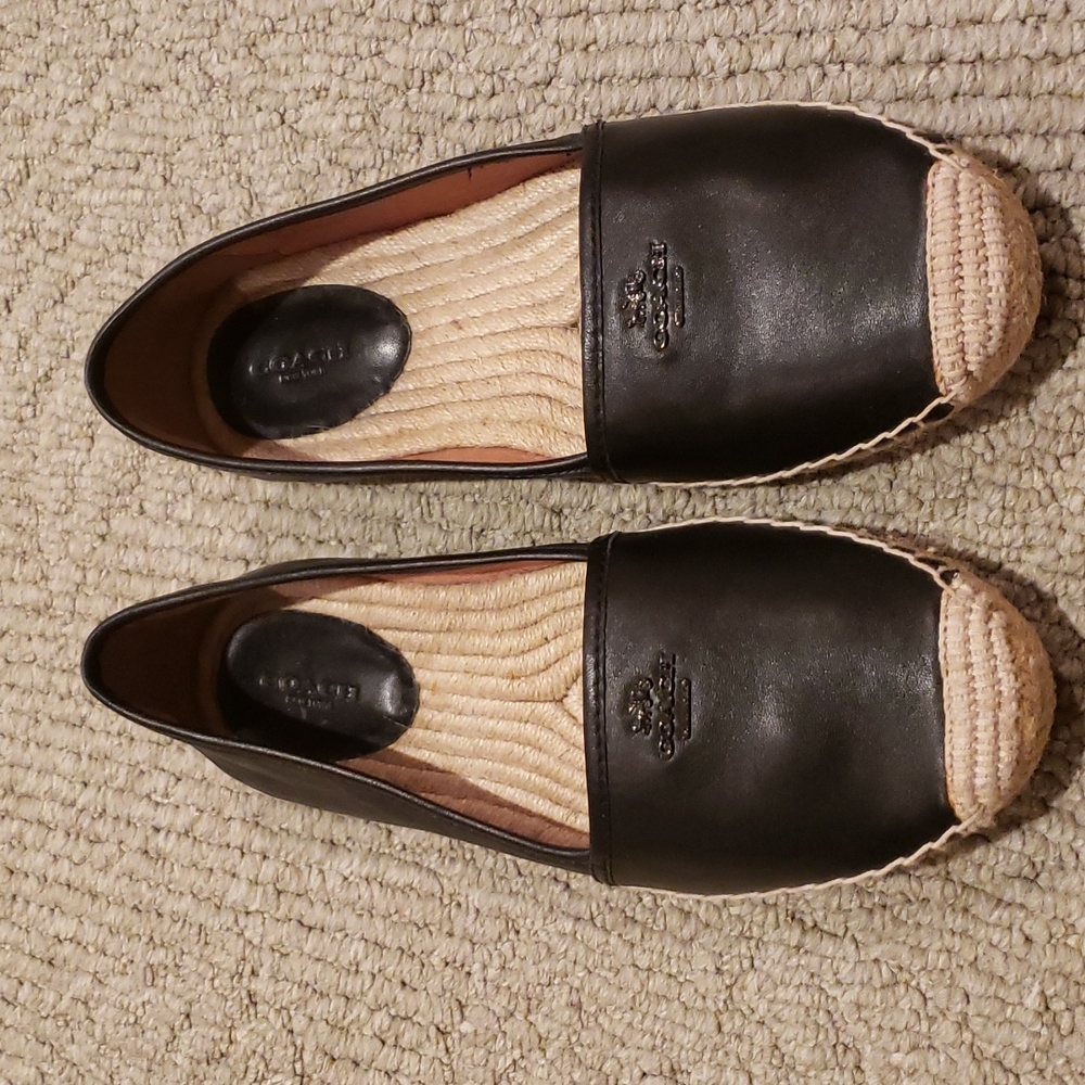 Coach Black Rhodelle Leather & Hemp Loafer